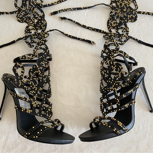Rene Caovilla Scrolling Crystal Gladiator Sandals - Picture 5 of 16